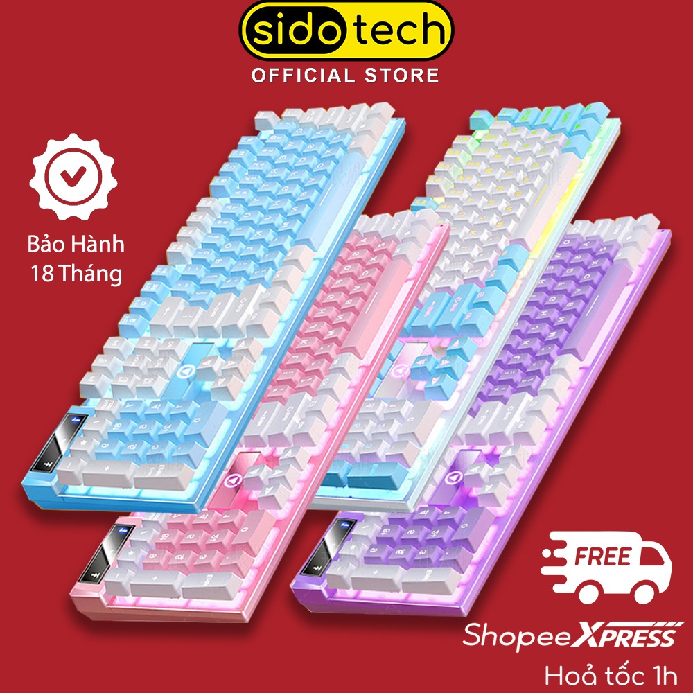 Bàn phím máy tính có dây gaming SIDOTECH K500 giả cơ led rgb full 104...