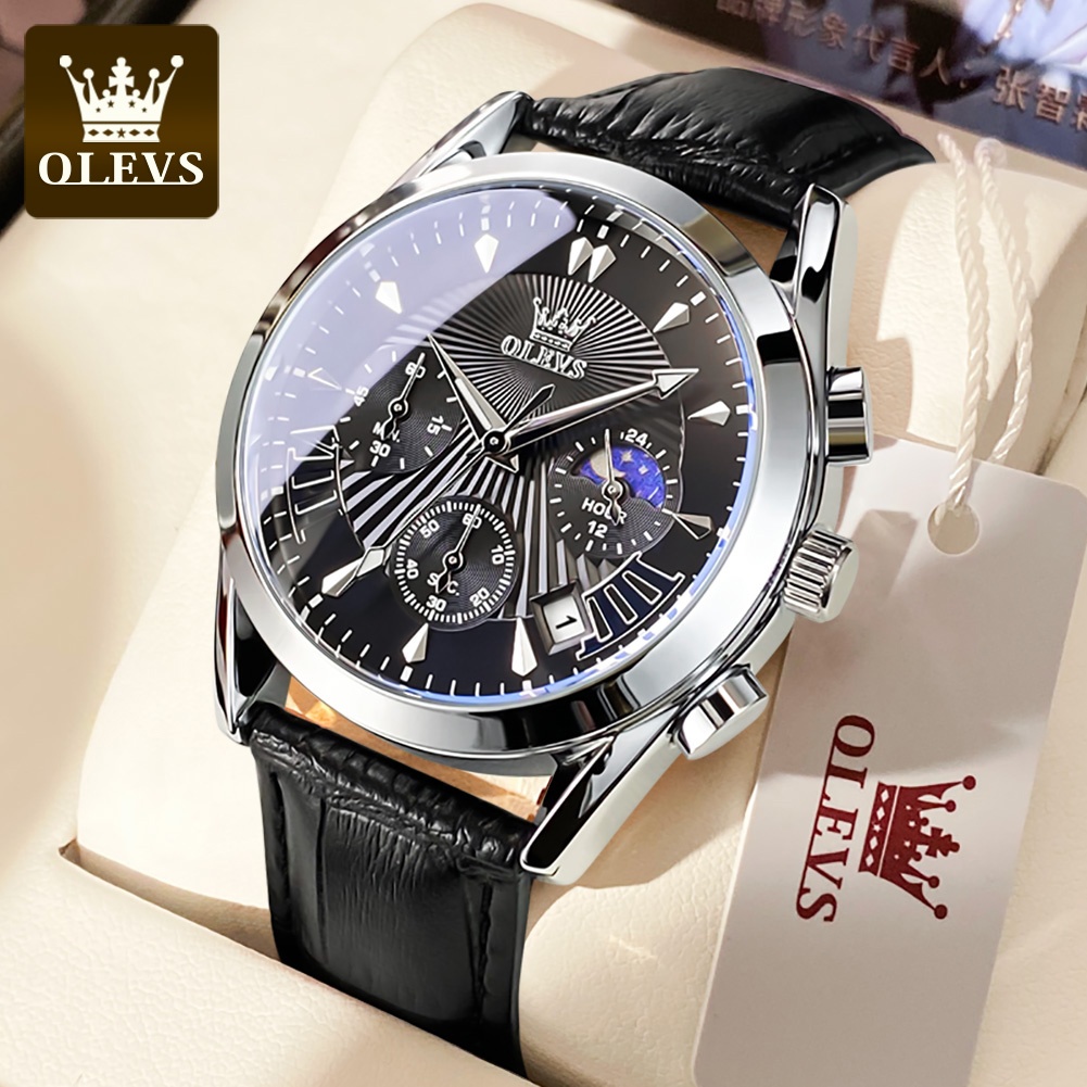 OLEVS Đồng hồ nam Chống nước Chính hãng Dạ quang Bấm giờ Lịch ngày...